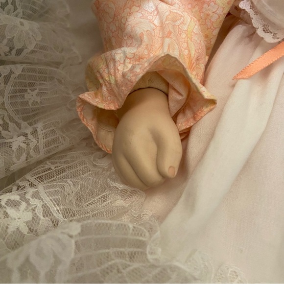 Porcelain Petticoat Realistic Face Hands Blonde & Blue Eyes Fair Skin Baby Doll - Picture 10 of 13